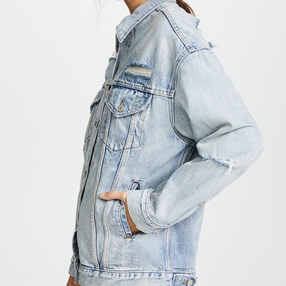 Levi’s Distressed Denim Oversized Jacket | Large - Picture 4 of 16